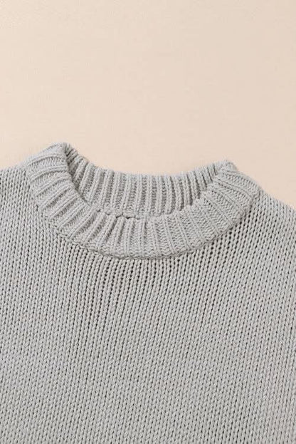 Round Neck Long Sleeve Sweater - LustMia