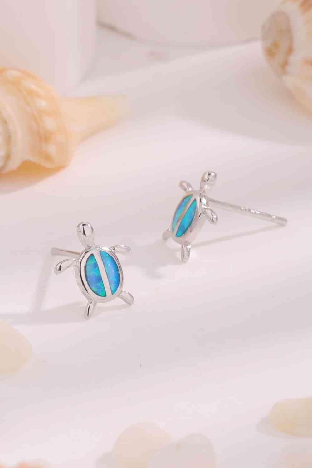 Opal Turtle 925 Sterling Silver Stud Earrings - LustMia