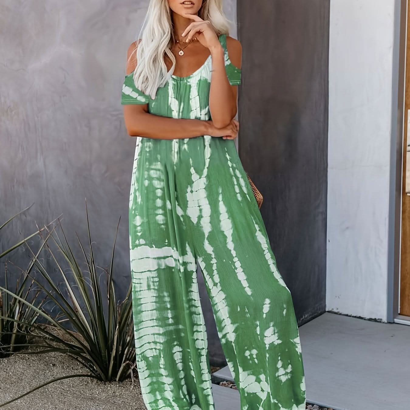 Vibrant Geometric Tie Dye Cut Out Jumpsuit - By Lustmia - LustMia