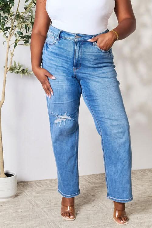 Judy Blue Full Size High Waist Distressed Jeans - LustMia