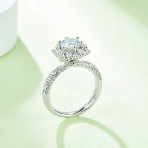 1 Carat Moissanite 925 Sterling Silver Flower Shape Ring - LustMia