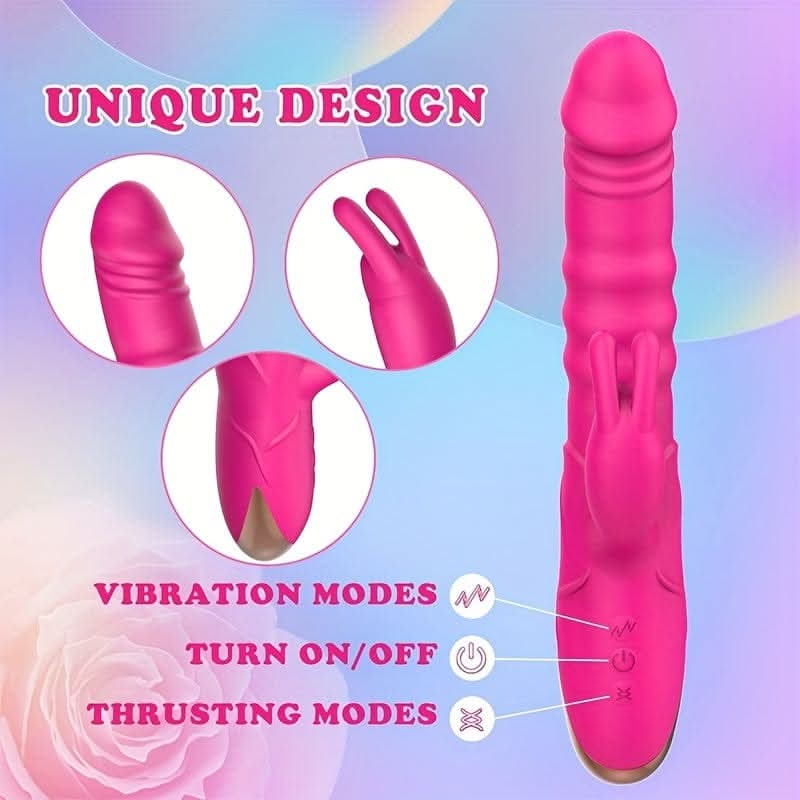 Rose Thrusting Rabbit Vibrator 3 Thrusting 10 Vibrating Modes - LustMia