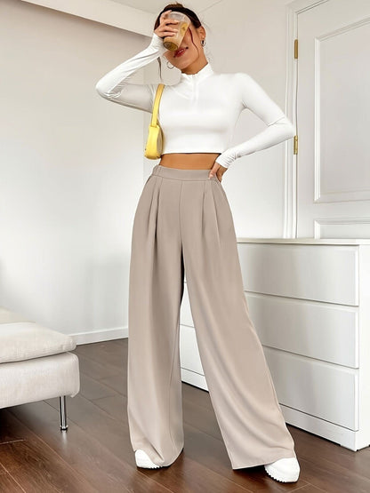 Chic High Waist Wide Leg Pants SpringSummer Essential - LustMia