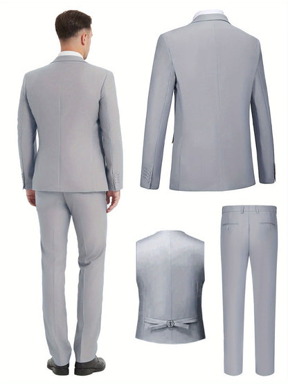 Mens SlimFit ThreePiece Wedding Business Suit - LustMia