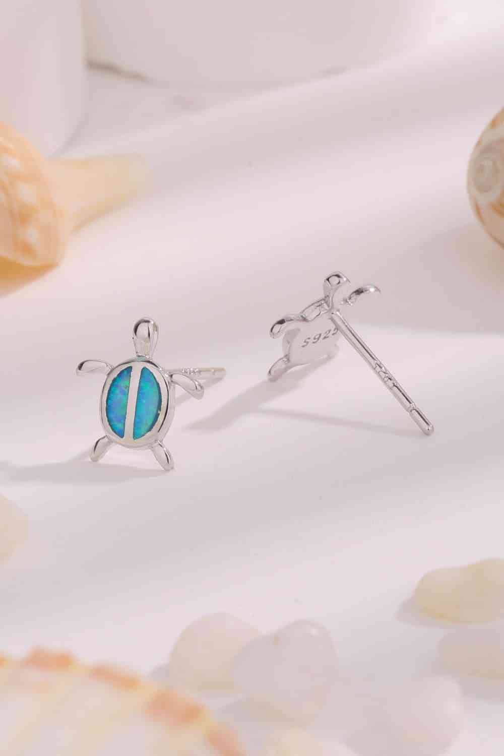 Opal Turtle 925 Sterling Silver Stud Earrings - LustMia