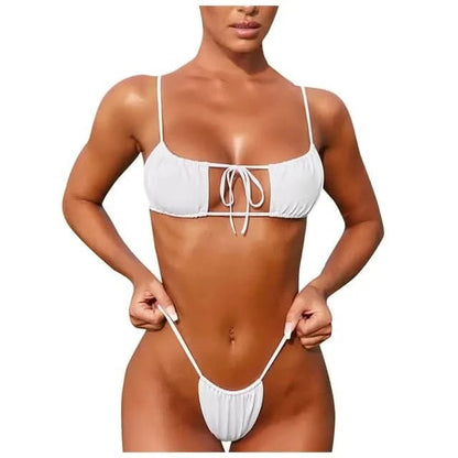 Push Up Bikini Beachwear Women 2022 Sexy Bikini Sexy Swimsuit Solid Bathing Suit Summer Halter Swimwear Thong Bikini Set Tankini - LustMia