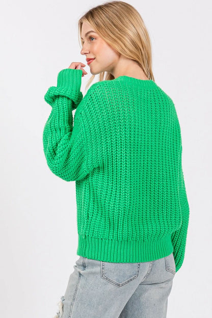 SAGE + FIG Round Neck Drop Shoulder Sweater - LustMia