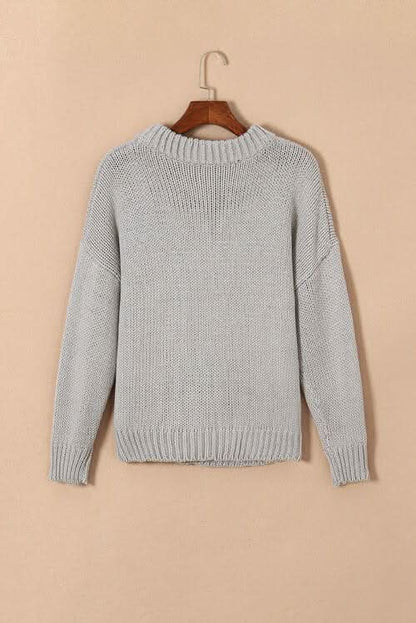 Round Neck Long Sleeve Sweater - LustMia