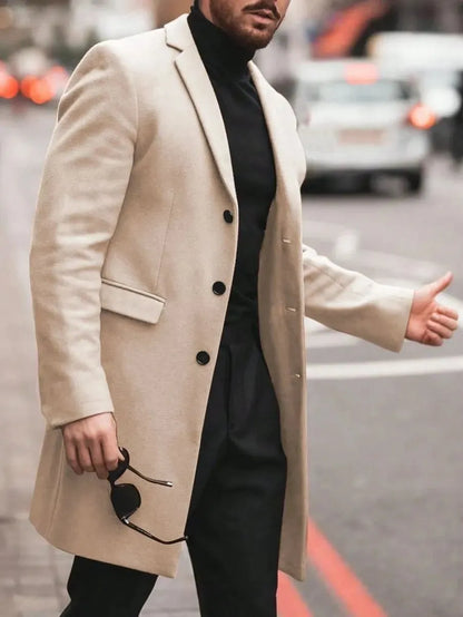 Manfinity Mode Men'S Shirt Collar Lapel Woolen Coat - LustMia