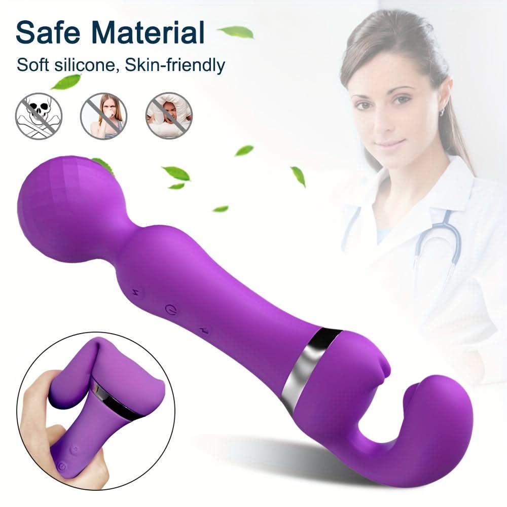 1pc Double Head G Spot Vibrators, 3 - in - 1 Clitoral Nipple Stimulator Adult Sex Toy For Women Couple, Double Heads AV Stick, With 10 Vibration Modes, Adult Sex Toy For Women And Gay Couple Or Solo Play - LustMia