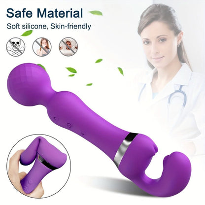 1pc Double Head G Spot Vibrators, 3 - in - 1 Clitoral Nipple Stimulator Adult Sex Toy For Women Couple, Double Heads AV Stick, With 10 Vibration Modes, Adult Sex Toy For Women And Gay Couple Or Solo Play - LustMia