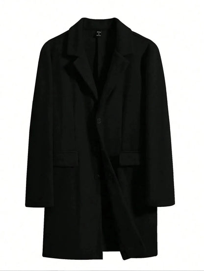 Manfinity Mode Men'S Shirt Collar Lapel Woolen Coat - LustMia