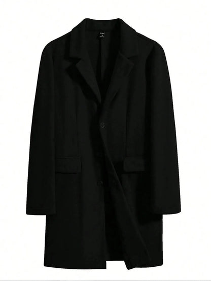 Manfinity Mode Men'S Shirt Collar Lapel Woolen Coat - LustMia