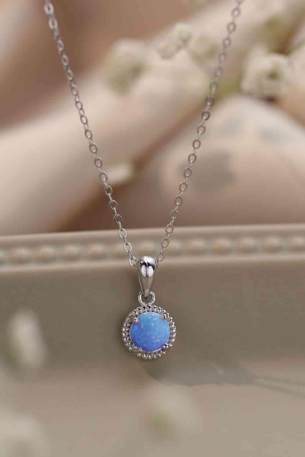 Opal Round Pendant Chain Necklace - LustMia