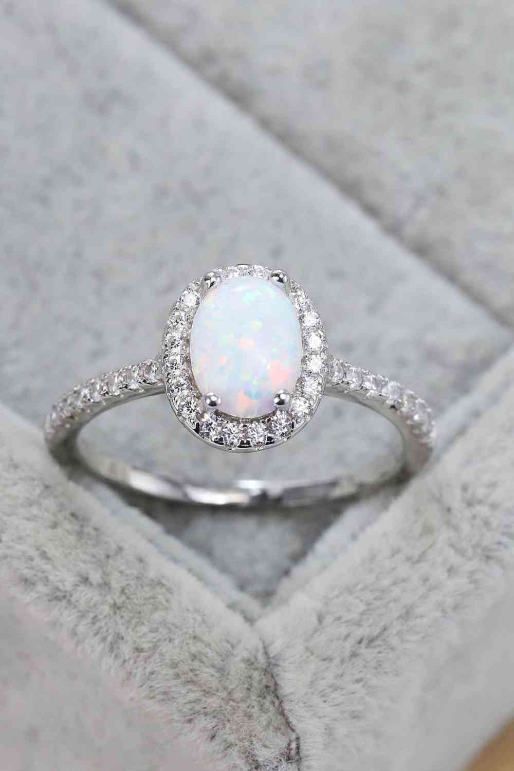 Opal 925 Sterling Silver Halo Ring - LustMia