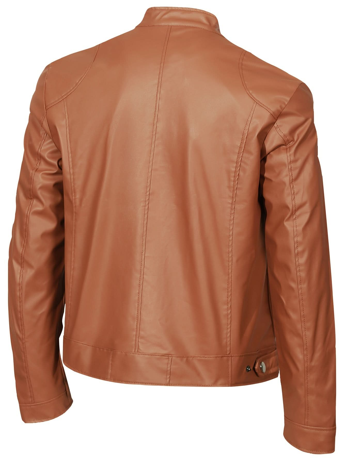 Men's PU Leather Biker Jacket For Spring Fall - LustMia