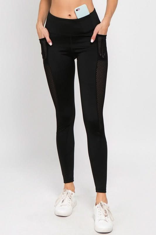 Active Jersey Mesh Striped 3 - Pocket Leggings - LustMia