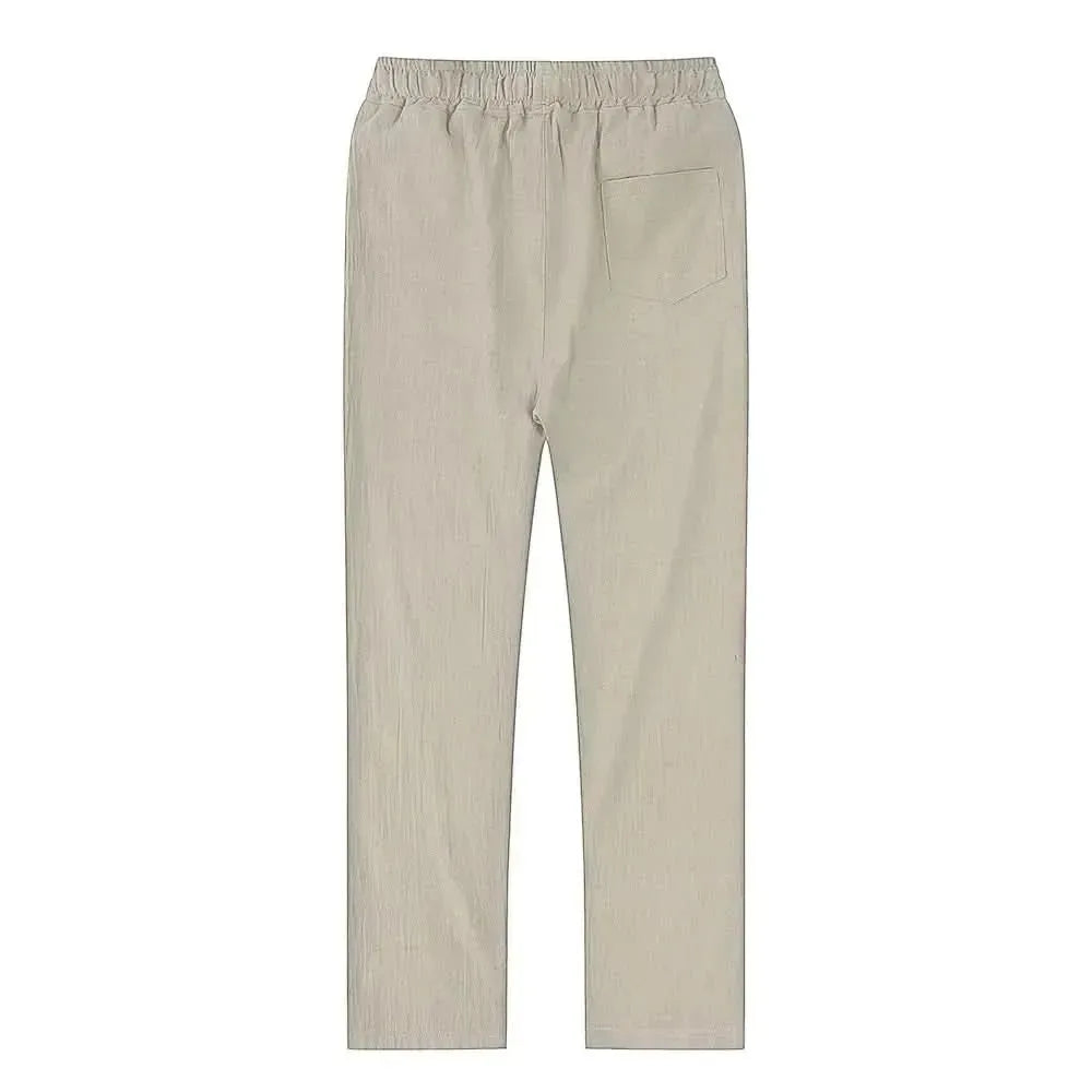 Men's Cotton Linen Pants Male Autumn New Breathable Solid Color Linen Trousers Fitness Streetwear S - 3XL - LustMia