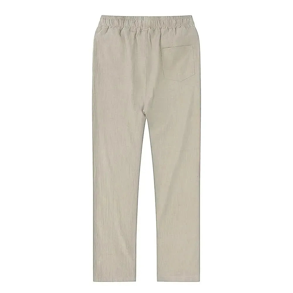 Men's Cotton Linen Pants Male Autumn New Breathable Solid Color Linen Trousers Fitness Streetwear S - 3XL - LustMia