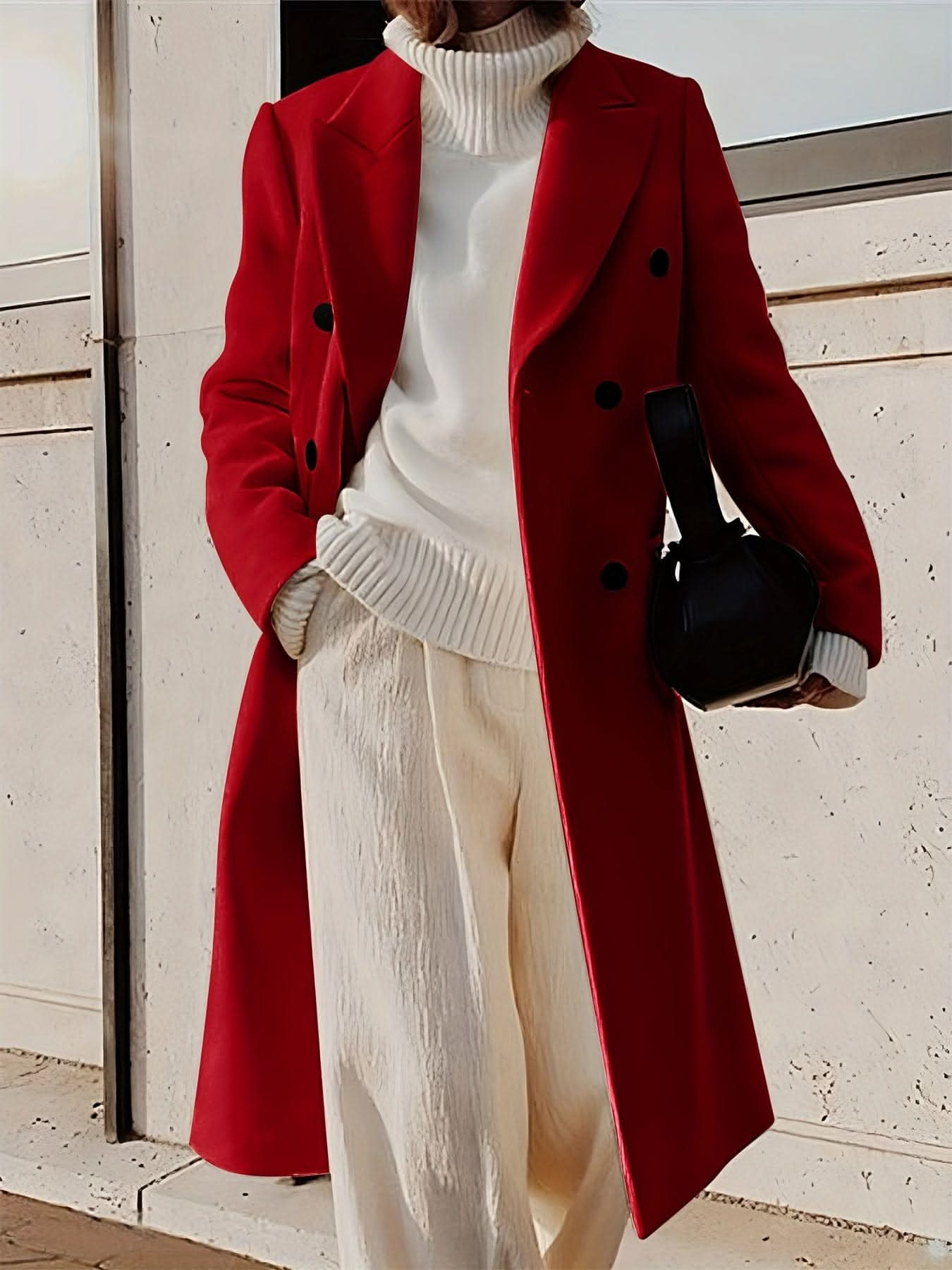 Stylish Double - Breasted Lapel Overcoat - LustMia