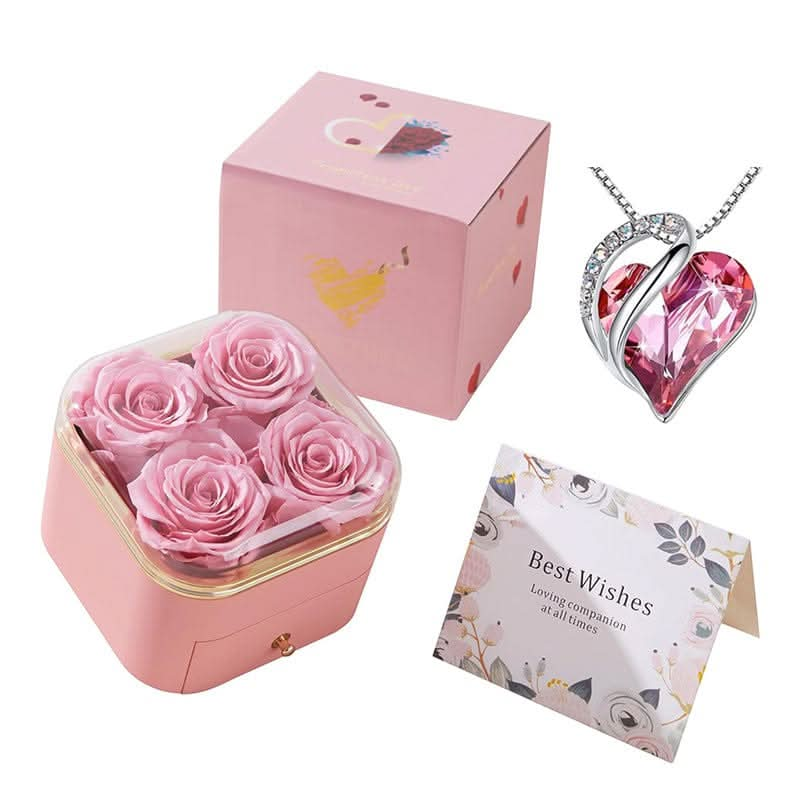 Valentines Day Rose Flower Drawer Jewelry Box Earrings Ring Necklace Storage Valentine's Day Gift Box Romantic Jewelry Packaging Box - LustMia