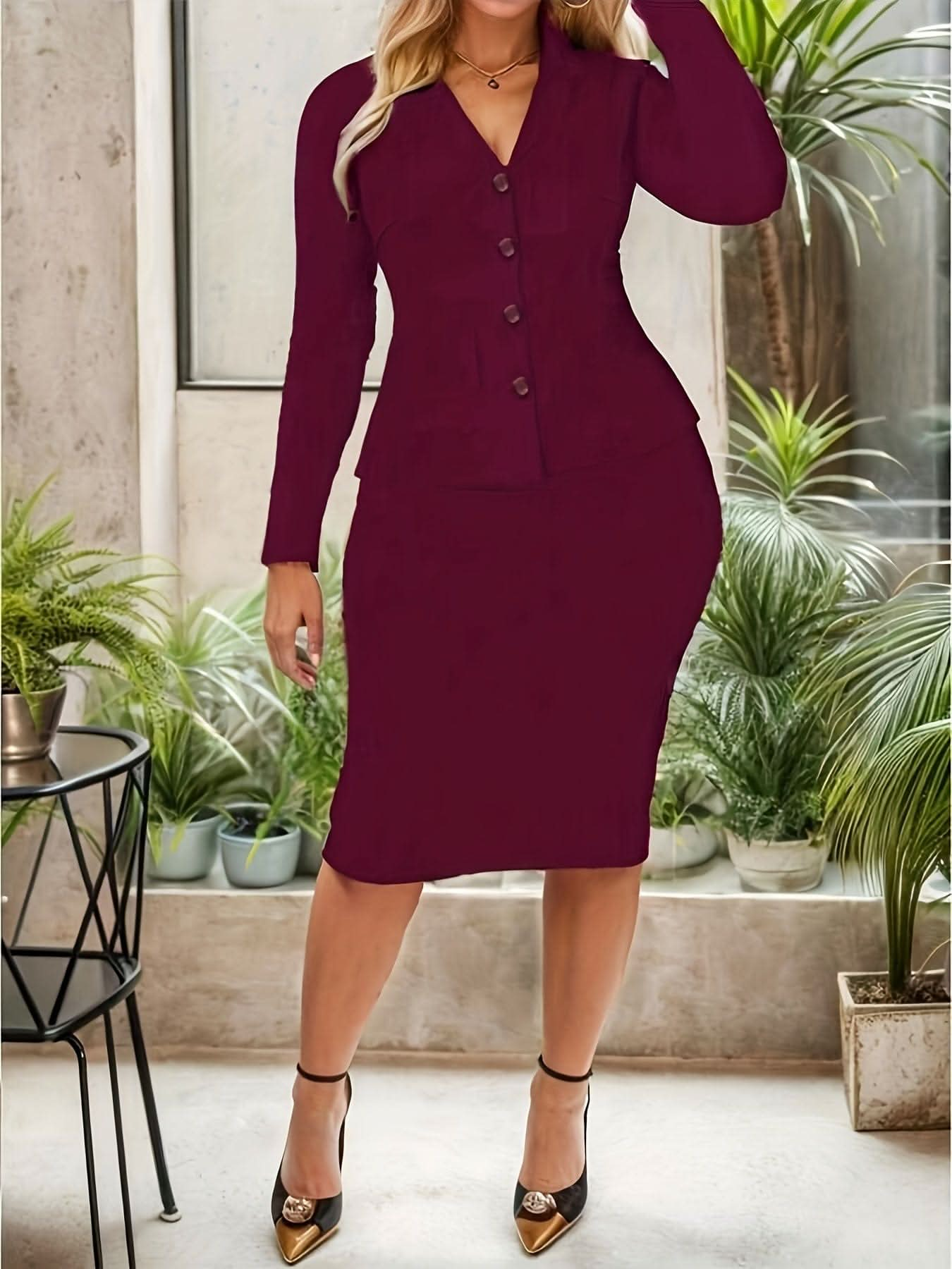 Elegant Womens Blazer and Pencil Skirt Set - By Lustmia - LustMia