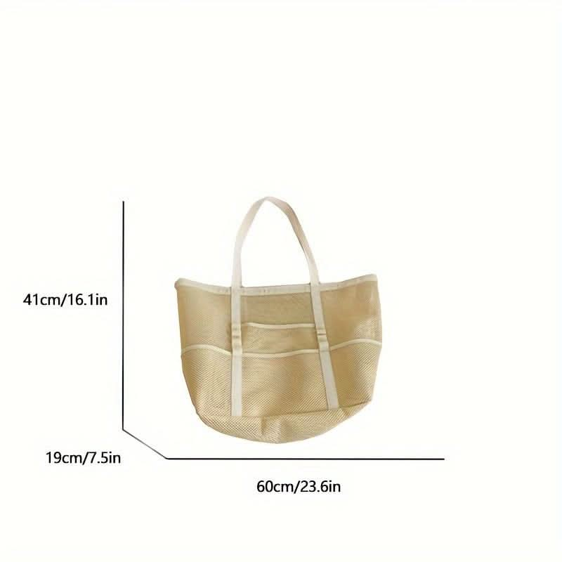 Extra Large Ventilated Mesh Tote Bag - Ideal for Beach Toy Storage & Bathroom Use, Foldable, Durable, Perfect Travel Companion for Organized Adventures - LustMia