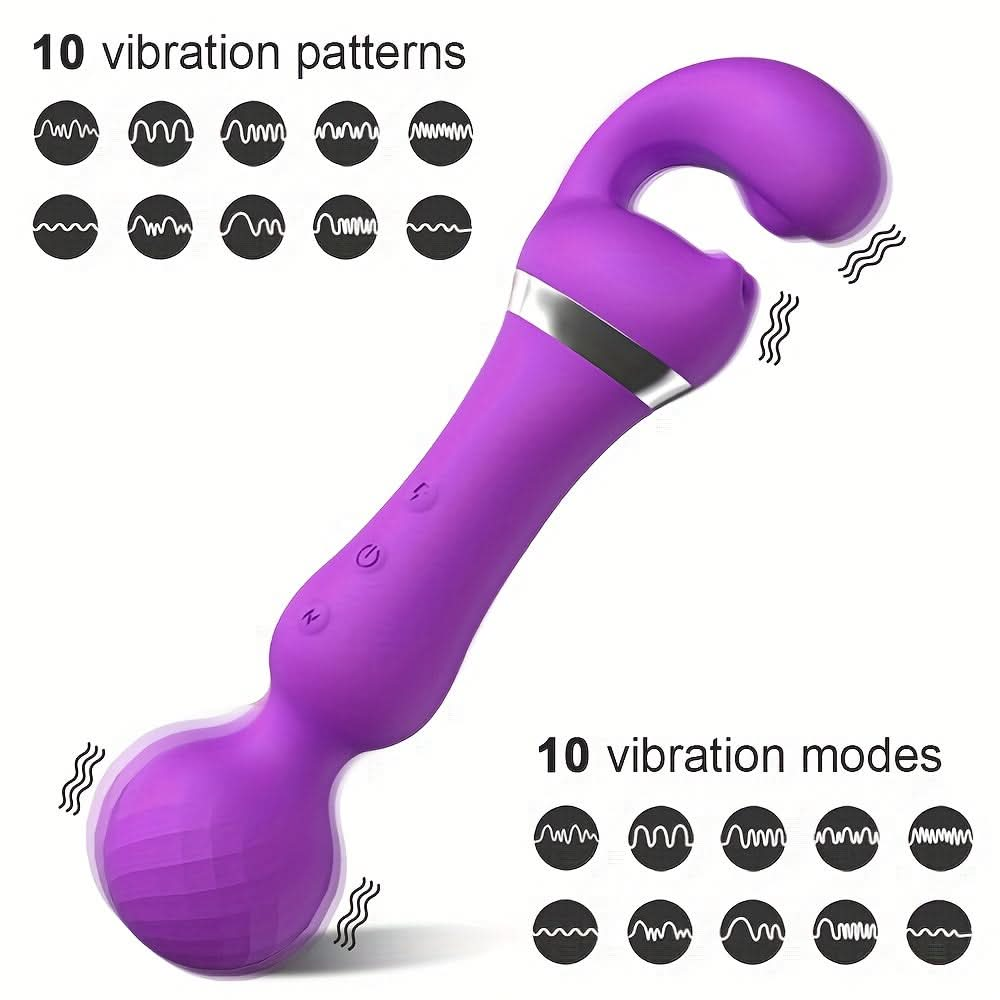 1pc Double Head G Spot Vibrators, 3 - in - 1 Clitoral Nipple Stimulator Adult Sex Toy For Women Couple, Double Heads AV Stick, With 10 Vibration Modes, Adult Sex Toy For Women And Gay Couple Or Solo Play - LustMia