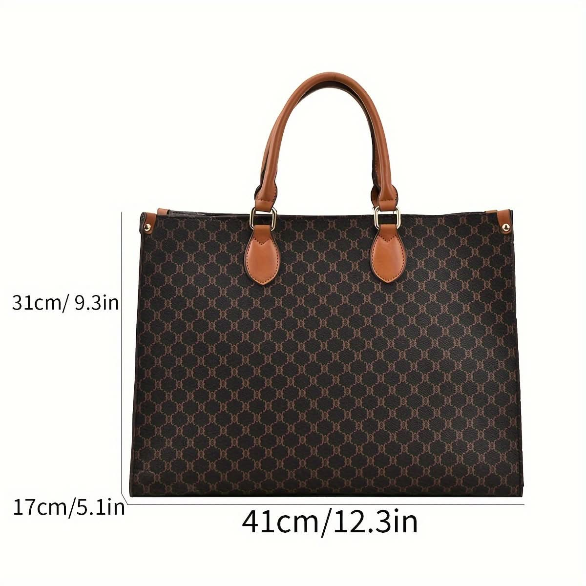 Large Capacity Western Style Tote Handbag Retro Geometric Pattern - LustMia