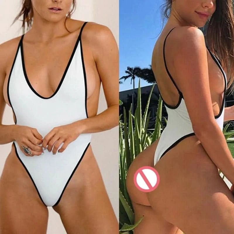 Sexy Deep V - neck Swimsuit One Piece Swimwear 2022 Beach Bathing Suit Brazilian Swimming Suits Female Beachwear Bathing Suits - LustMia