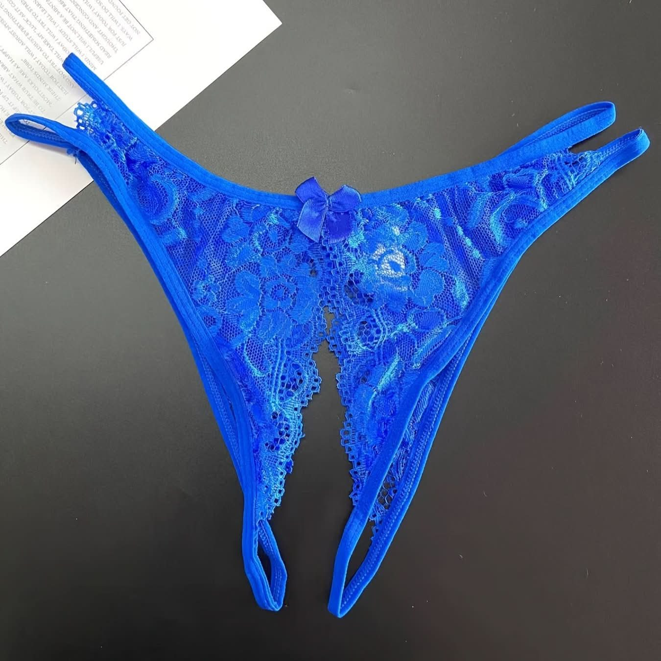 1/6 Pcs Floral Lace Mesh Thongs, Hollow Out Open Crotch Panties, Women's Sexy Lingerie & Underwear - LustMia