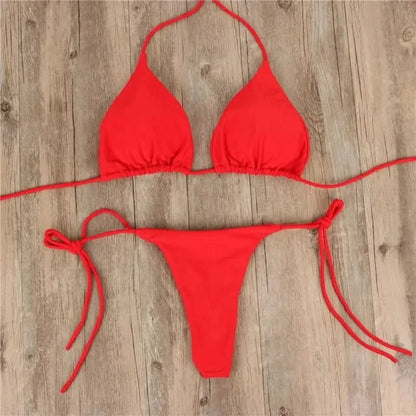 #Z30 Red Micro Bikini Women Brazilian Bikini Set Swimwear Women Swimming Suit For Women Beachwear Bathing Suit Bikini 2020 - LustMia