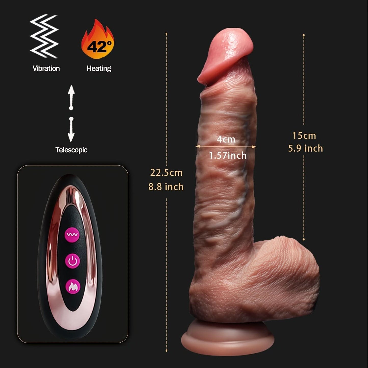 9 Thrusting Dildo Vibrator Remote Control 14 Modes Realistic - LustMia