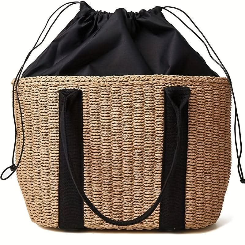 Large Capacity Summer Beach Tote Bag - Stylish Straw Woven & Rattan Handbag for Women - Spacious, Durable, Perfect for Travel, Vacations & Everyday Style - LustMia