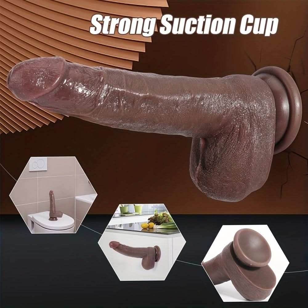 1pc 7.3 Inch Soft Realistic Dildo Silicone Anal Dildo With Powerful Suction Cup For Hands - Free Play, Dark - Brown Realistic Fake Penis Suitable For Women/Men/Gay, Adult Sex Toys For Beginners And Couple - LustMia