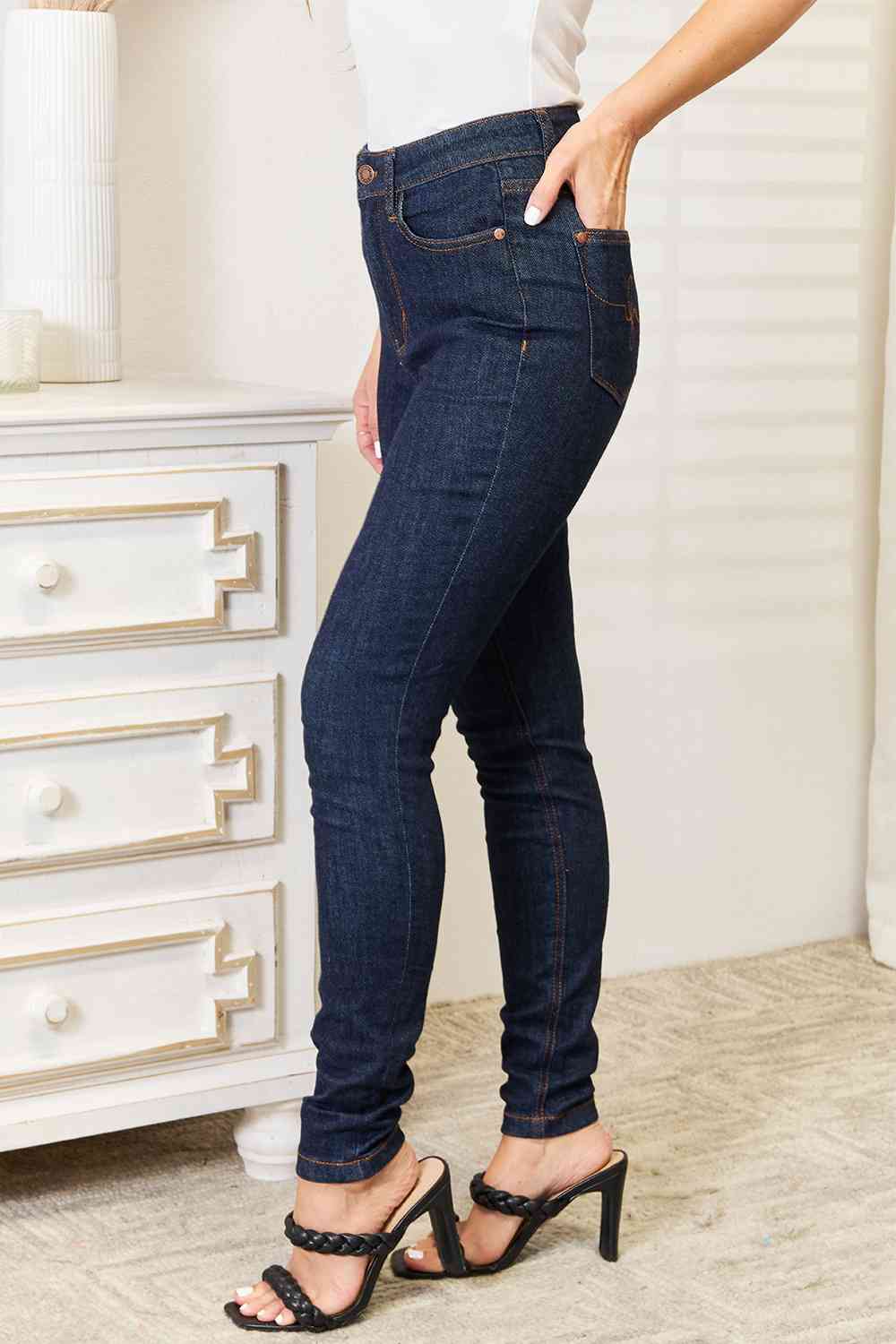 Judy Blue Full Size High Waist Pocket Embroidered Skinny Jeans - LustMia