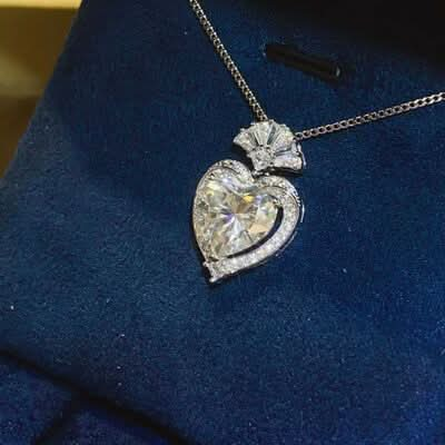 3 Carat Moissanite 925 Sterling Silver Heart Pendant Necklace - LustMia