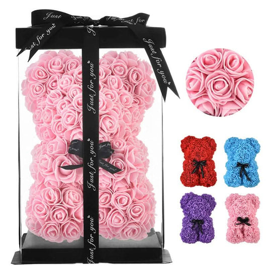 Valentine's Day Gift Rose Bear Eternal Flower Rose Teddy Bear PE Foam Bear 25cm Valentines Day - LustMia