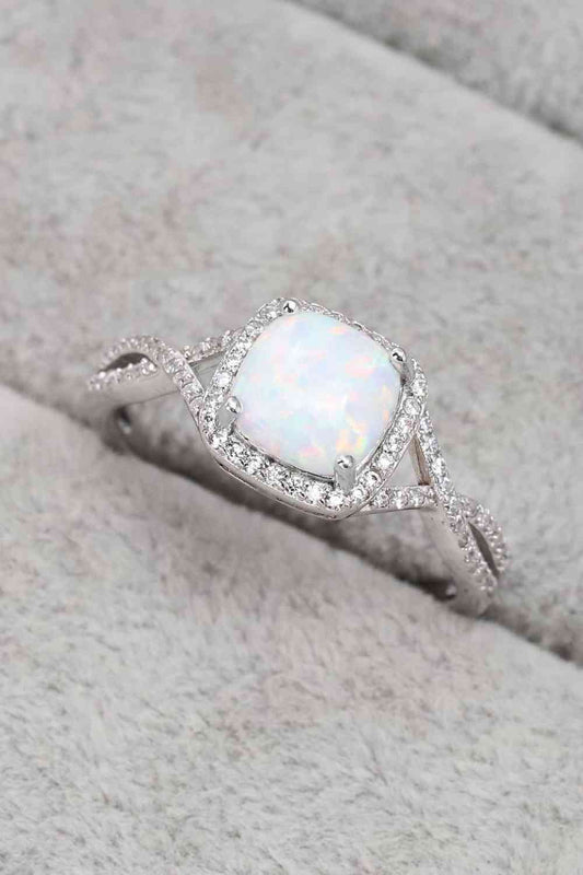 Opal Contrast Crisscross Ring - LustMia