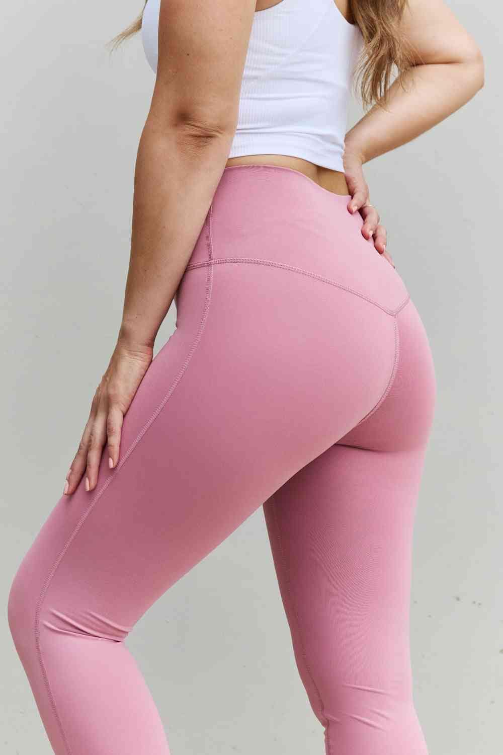 Zenana Fit For You Full Size High Waist Active Leggings in Light Rose - LustMia