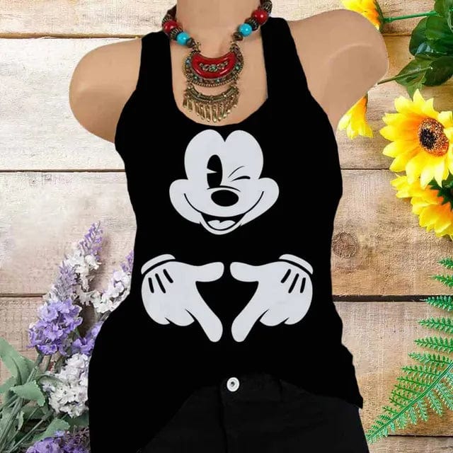 Womens Disney Mickey Mouse Kawaii Cartoon Tank Top - LustMia