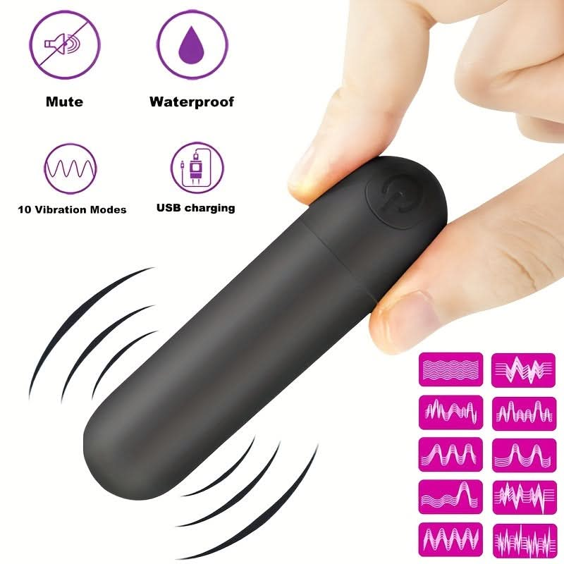 10Mode Mini Bullet Vibrator Powerful Quiet Waterproof USB Rechargeable - LustMia