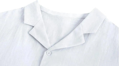 Men'S Cotton Linen Shirt Short/Long Sleeve Camp Shirt Hippie Casual Summer Beach Shirts - LustMia