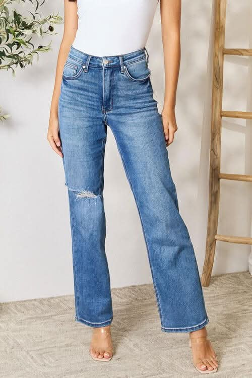 Judy Blue Full Size High Waist Distressed Jeans - LustMia