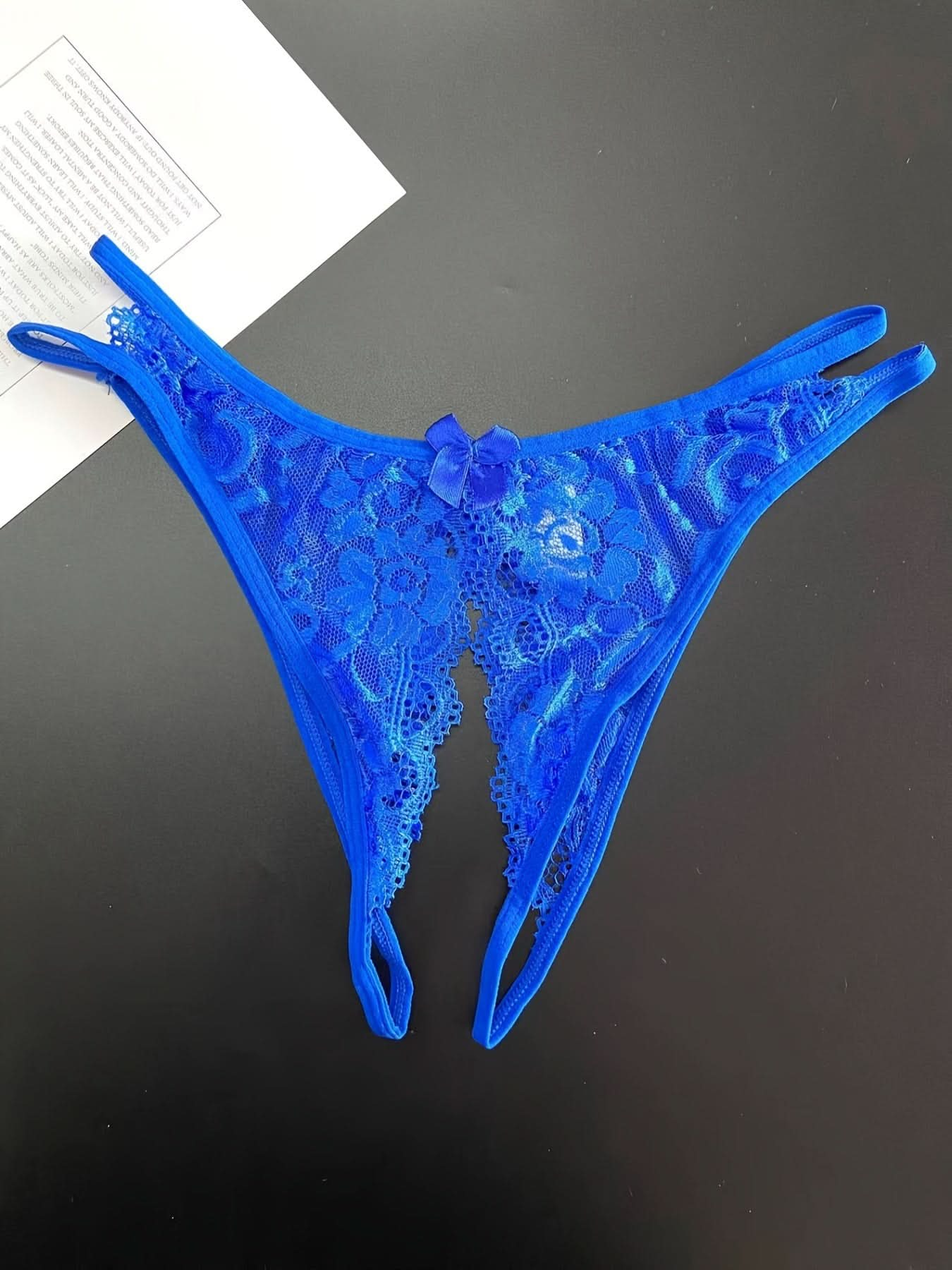 1/6 Pcs Floral Lace Mesh Thongs, Hollow Out Open Crotch Panties, Women's Sexy Lingerie & Underwear - LustMia