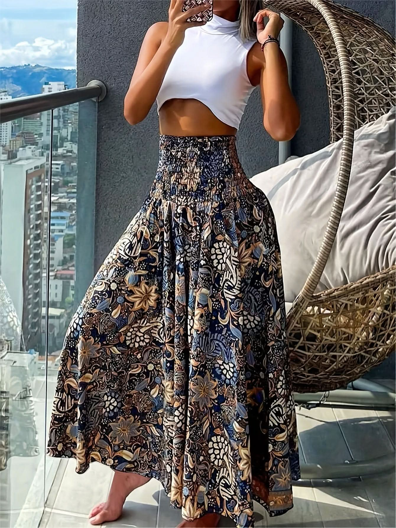 High Waisted Floral Skirts - By Lustmia - LustMia