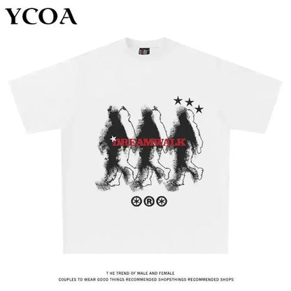 Men Graphic T-Shirts Oversized Cotton Summer Korean Fashion Y2K Streetwear Tops Short Sleeve Tees Pulovers Aesthetic Clothing - LustMia