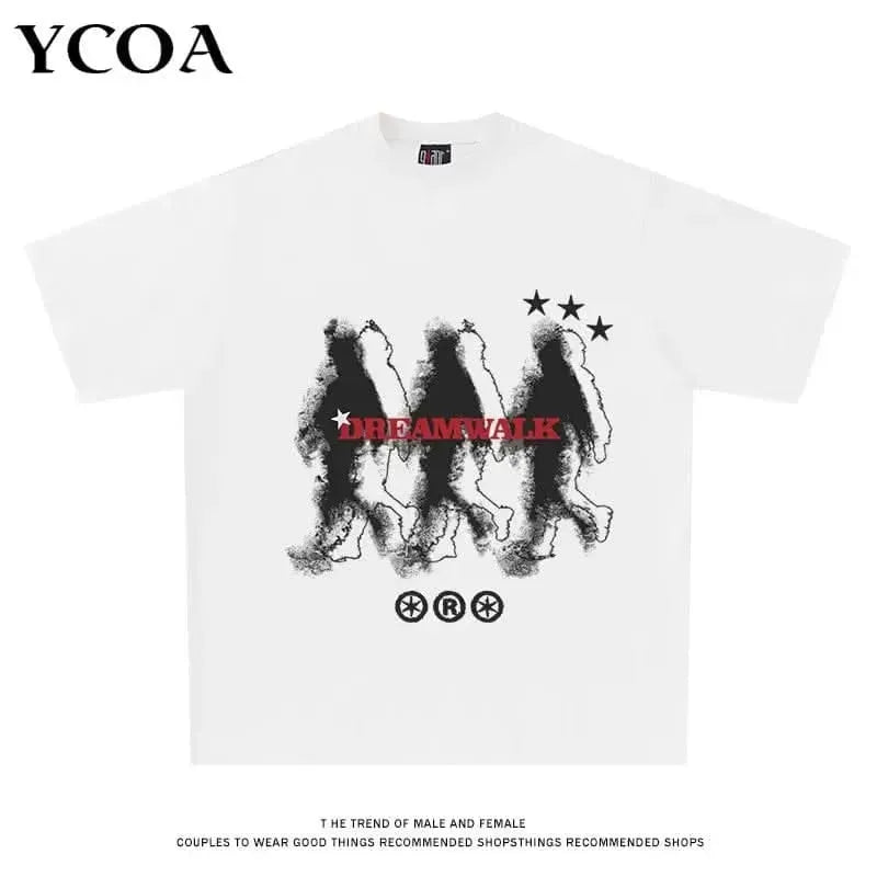 Men Graphic T-Shirts Oversized Cotton Summer Korean Fashion Y2K Streetwear Tops Short Sleeve Tees Pulovers Aesthetic Clothing - LustMia