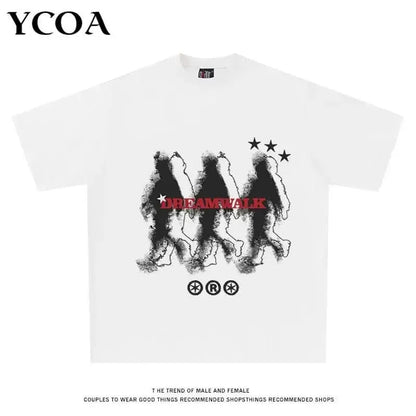 Men Graphic T-Shirts Oversized Cotton Summer Korean Fashion Y2K Streetwear Tops Short Sleeve Tees Pulovers Aesthetic Clothing - LustMia