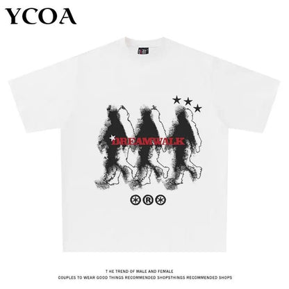 Men Graphic T-Shirts Oversized Cotton Summer Korean Fashion Y2K Streetwear Tops Short Sleeve Tees Pulovers Aesthetic Clothing - LustMia